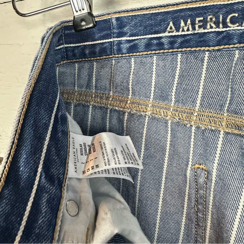 American eagle mom jeans size 0 striped blue and white - Picture 7 of 7